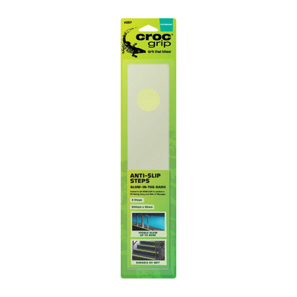 Croc Grip Glow-in-the-Dark Anti-Slip Grit Steps 3 Pack - P5 Rated, Indoor/Outdoor, 60-Grit Surface