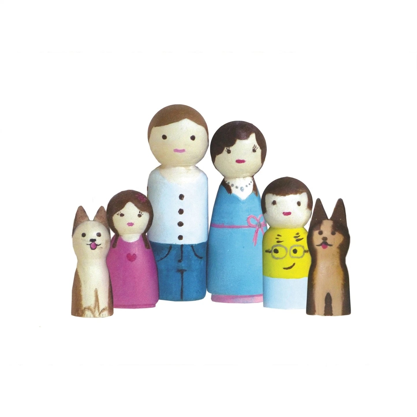 Boyle Crafty Doll Family Kit - Wooden Dolls, Paintbrush & Colors, Ages 5+