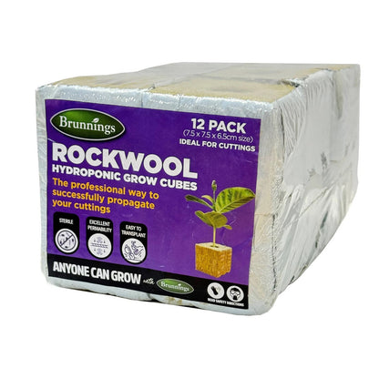 Brunnings Hydroponic Rockwool Cubes 75x75x65 - 12 Pack, Sterile & Easy Transplanting