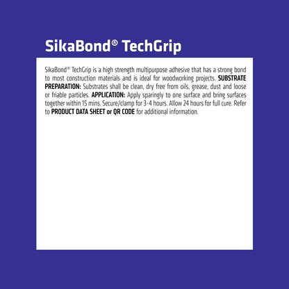 SikaBond TechGrip 125g High Strength Multi-Purpose Polyurethane Adhesive, Waterproof, Paintable