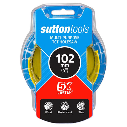 Sutton Tools 102mm TCT Multi-Purpose Holesaw, Tungsten Carbide, Cuts Timber & More