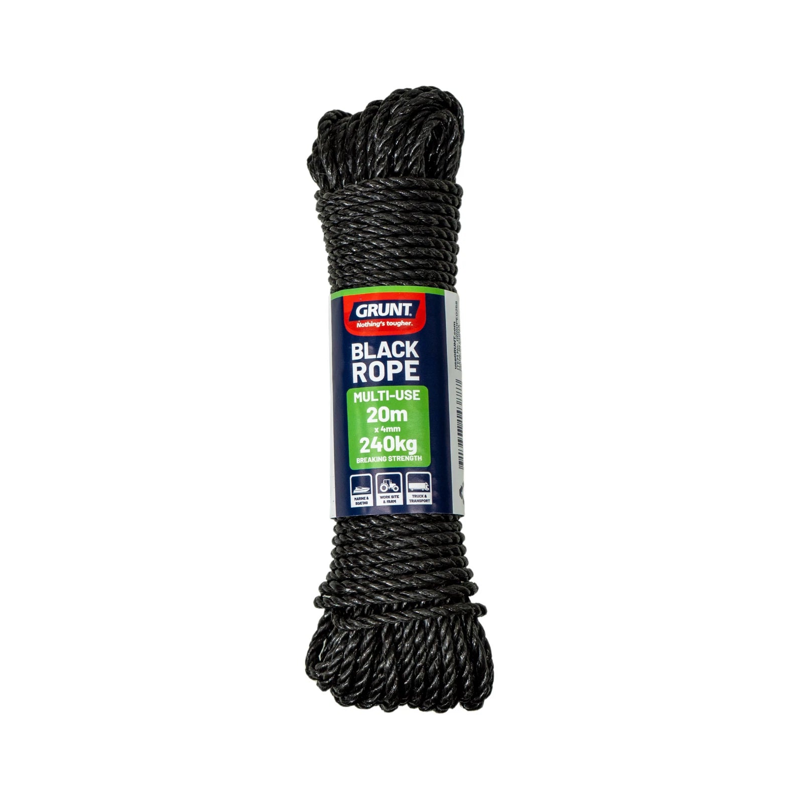 Grunt 4mm x 20m Black Multi Purpose Rope - Durable, Weather Resistant ...