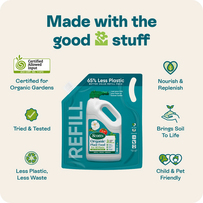 Scotts Organic Plant Food Hose Refill 1.8L - Eco-Friendly, Nutrient-Rich, Promotes Healthy Plants
