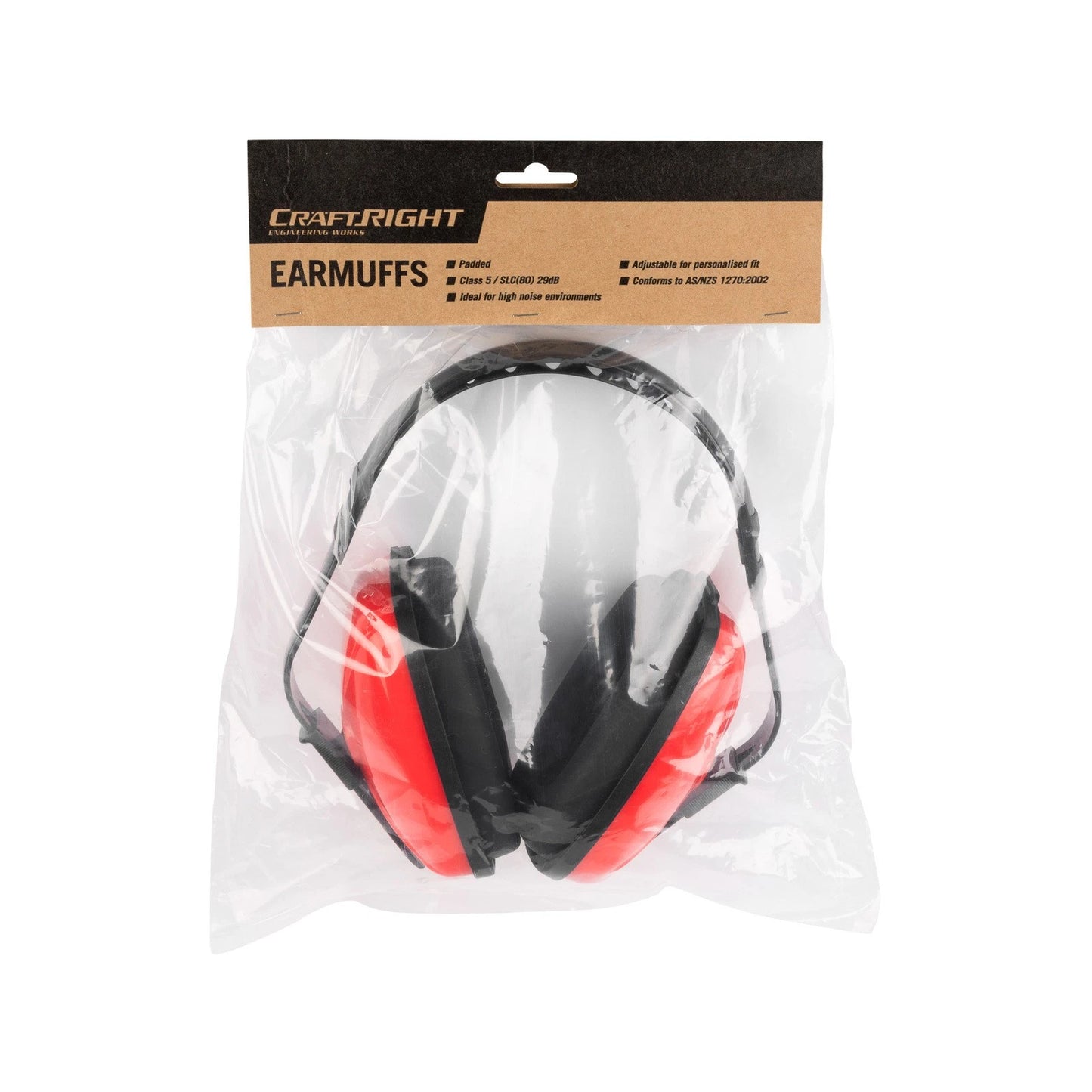 Craftright Ear Muffs Class 5, 29dB Noise Reduction, Adjustable Fit, AS/NZS 1270:2002 Compliant