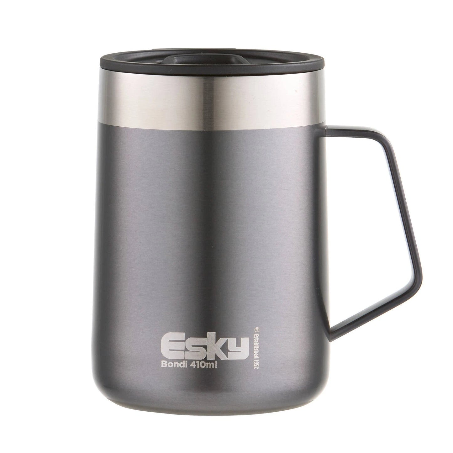 Esky Grey Bondi Travel Mug 414ml - Double Wall Insulation, Splashproof Lid, Handle