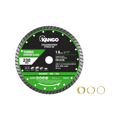 Kango 230mm Turbo Diamond Saw Blade - Ultra Thin, Fast & Precise Cuts, Versatile Material Use