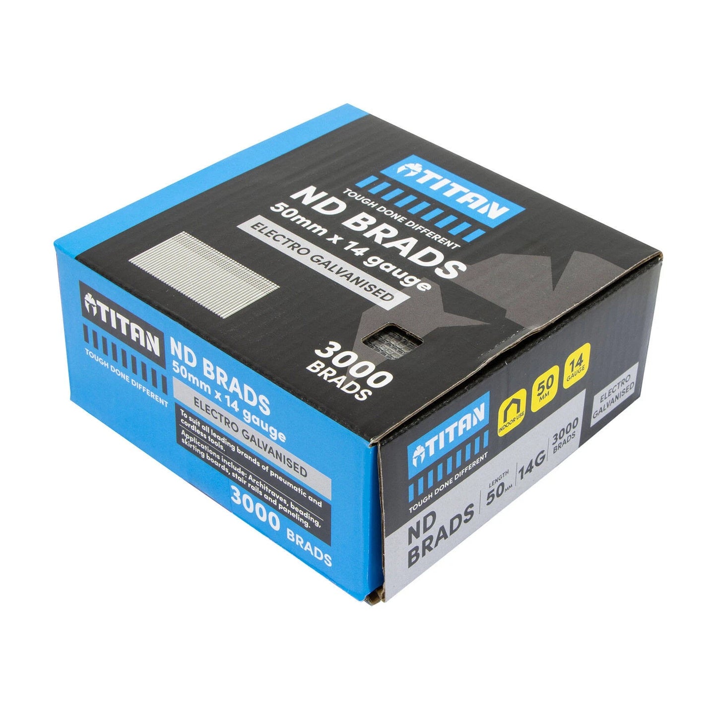 Titan 50x2mm Electro Galvanised Straight Collated Nails & Brads Pack (3000) - Corrosion Resistant