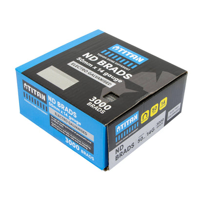 Titan 50x2mm Electro Galvanised Straight Collated Nails & Brads Pack (3000) - Corrosion Resistant