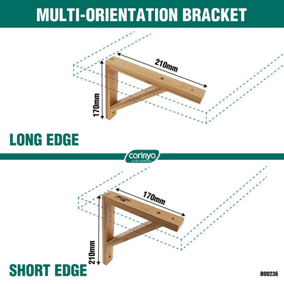 Carinya Bamboo Stayed Bracket 210x170mm, Varnished, 30kg Capacity, Indoor Wall Mount