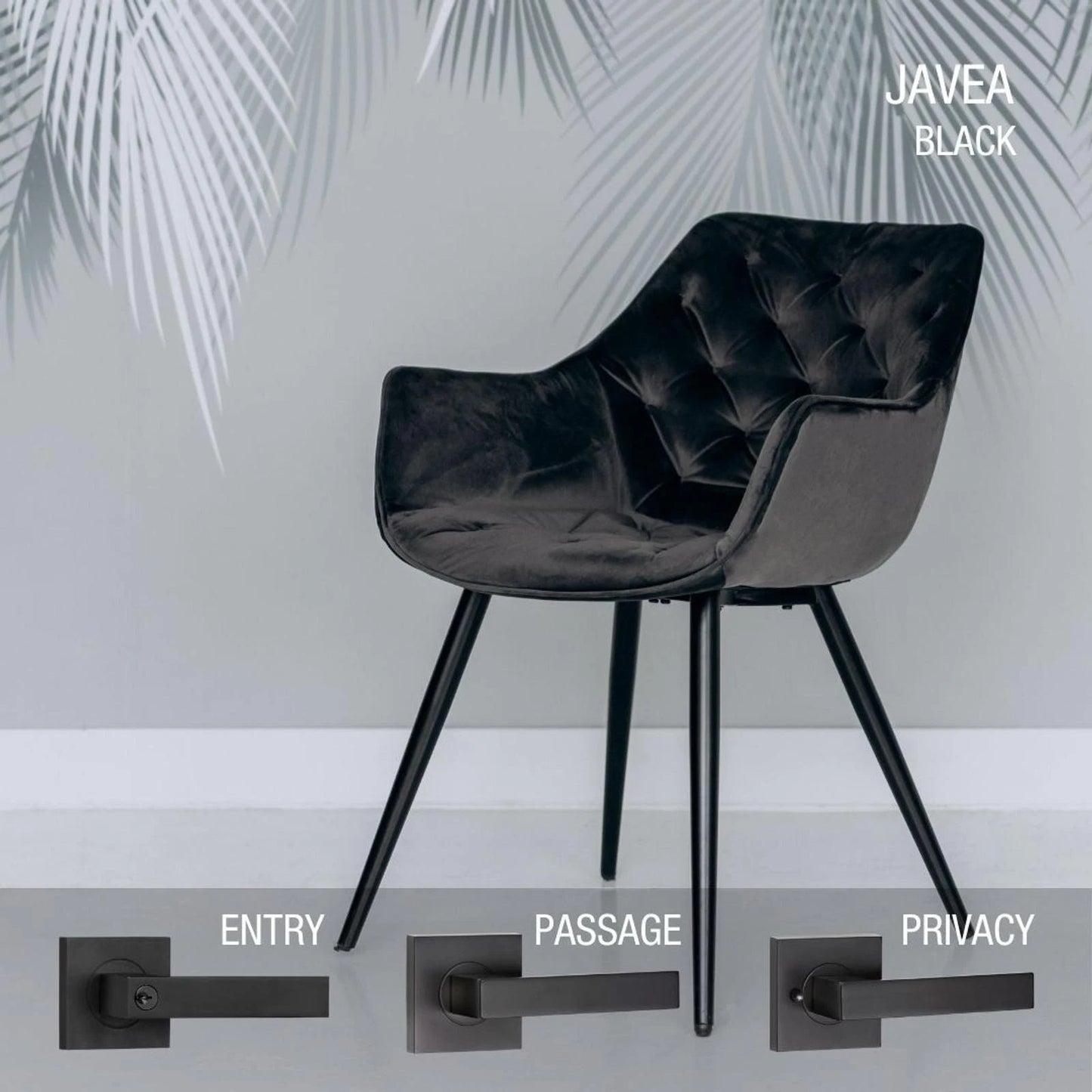 Lemaar Black Javea Entrance Set - Matte Black Finish, C4 6-Pin Cylinder, Easy Install