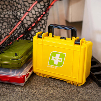 FastAid Essentials IP67 Waterproof First Aid Kit, 134 Pieces, Yellow Case