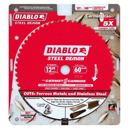 Diablo Steel Demon 12" 60T Circular Saw Blade for Ferrous Metals, Cermet Teeth, Burr-Free Cuts