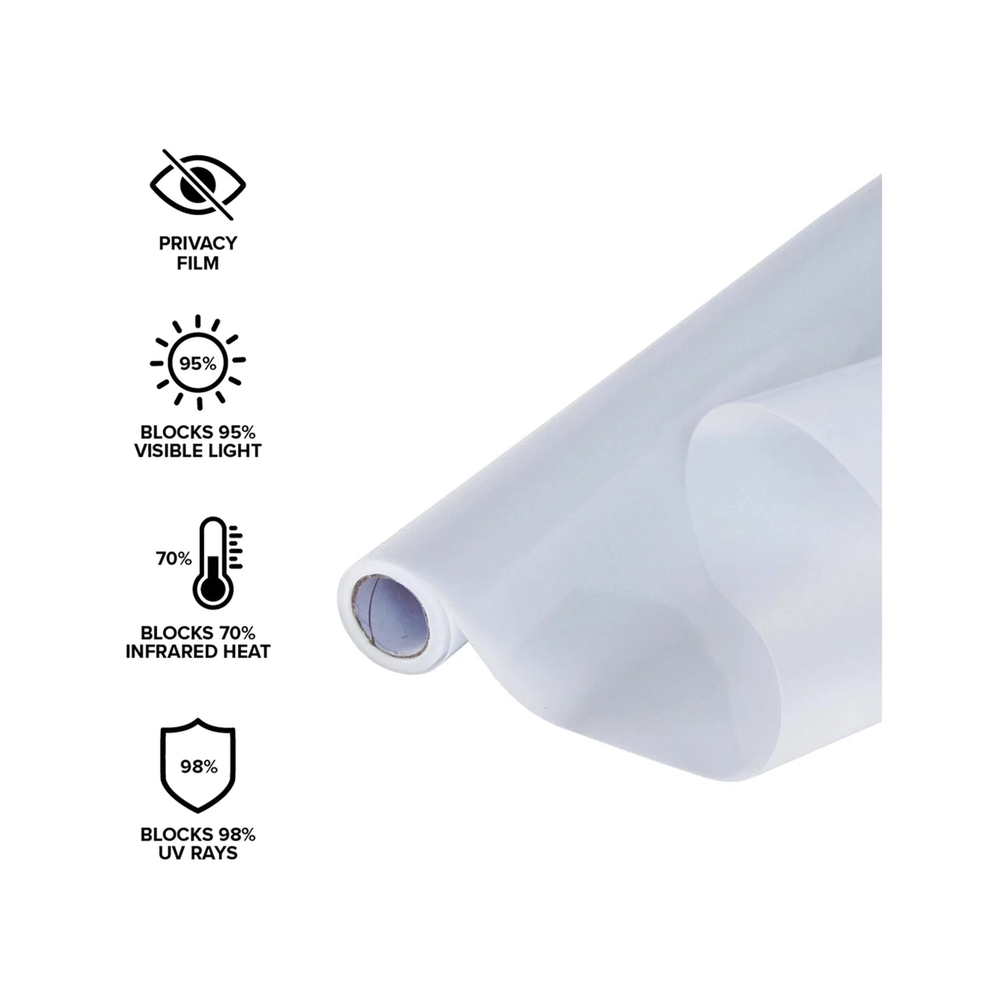 Pillar UV-Defence Static Window Film 0.9x10m - Privacy, Heat & UV Protection, Easy Install