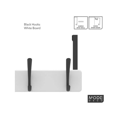 MODE 4 Black Hooks Over Door Hanger - Stylish, Durable, No Damage, 4 Hooks