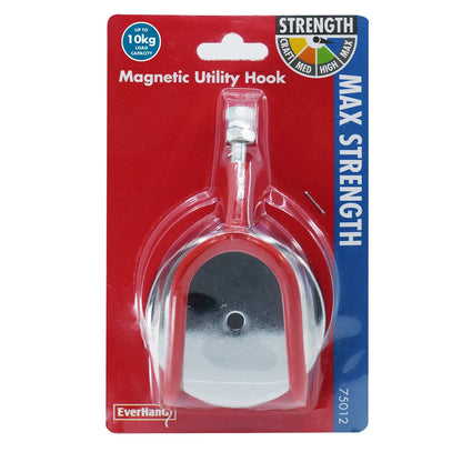 Everhang Red Magnetic Utility Hook - Strong Magnet, PVC Coated, Easy Install, 1 Pack