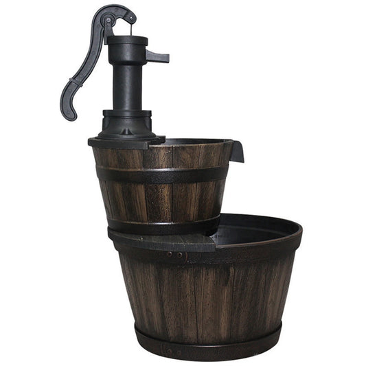 Northcote Pottery Oakden Barrel Water Fountain 48x67cm HDR Resin, Low Voltage Pump