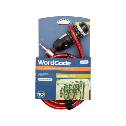 Wordcode Xtenda Resettable 10mm x 2.1m Bikelock, Weather Resistant, Steel Cable