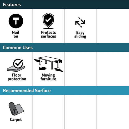 Surface Gard 22mm Nail-On Slide Glides, 8 Pack - Easy Install, Durable, Carpet Mobility