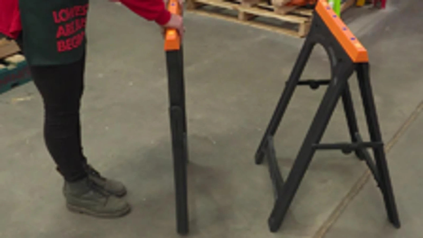 Craftright Folding Saw Horse 2-Pack, 150kg Capacity, Lightweight Polypropylene, Collapsible