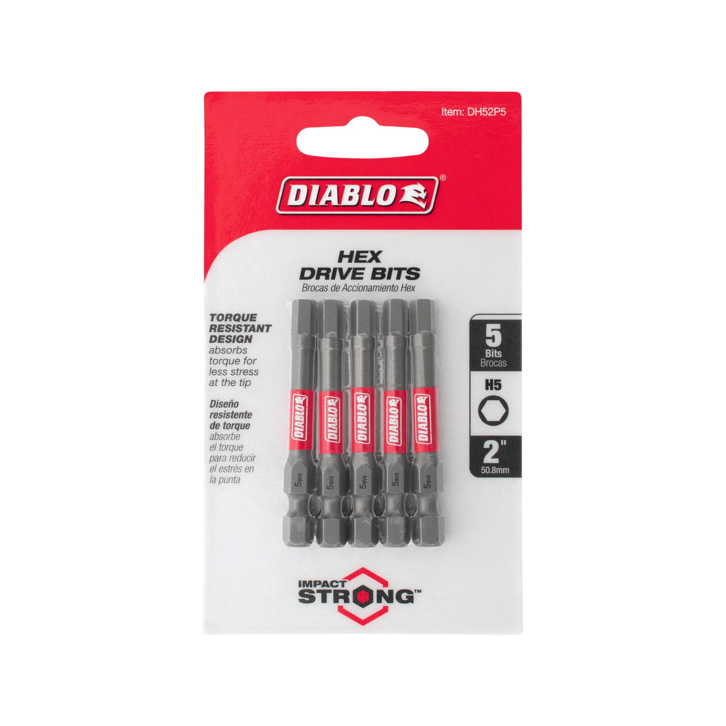 Diablo H5 50mm Power Bit 5 Pack - Impact Resistant, 50X Longer Life, Torque Resistant Design
