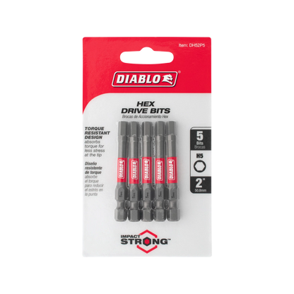 Diablo H5 50mm Power Bit 5 Pack - Impact Resistant, 50X Longer Life, Torque Resistant Design
