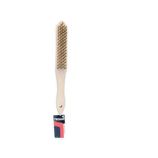 Trojan Brass Wire Brush 5x15 Rows, Timber Handle, Rust & Paint Removal