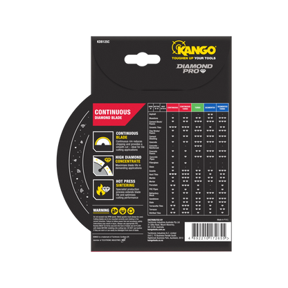 Kango 125mm Continuous Diamond Saw Blade for Tiles, Ceramics, Marble - Smooth, Durable Cuts