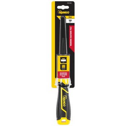 Kango 100mm Warding Bastard File, Tempered Carbon Steel, Ergonomic Grip, Black Oxide Coating