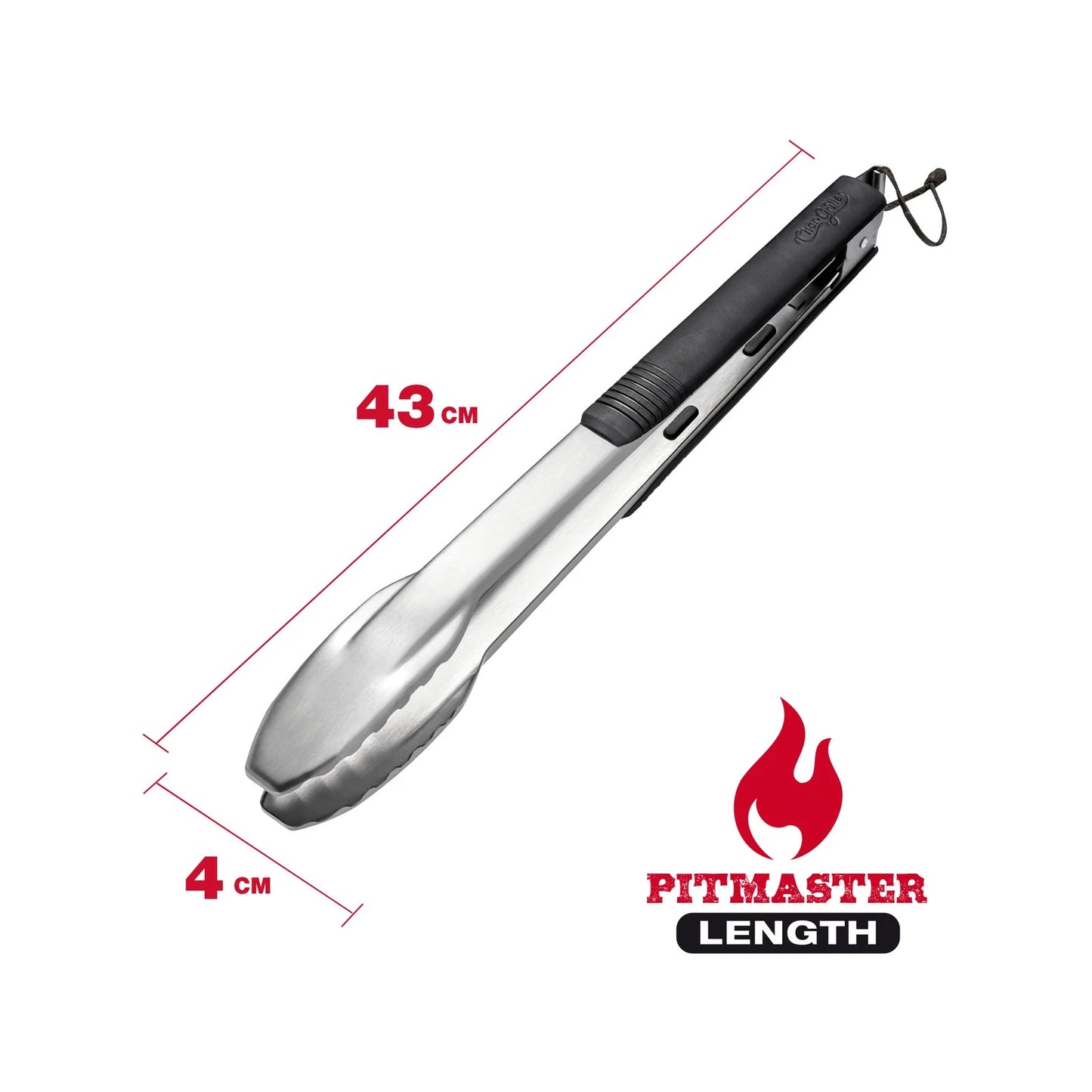 Char-Griller Long Locking BBQ Tongs, 43cm, Ergonomic Handle, Scalloped Teeth