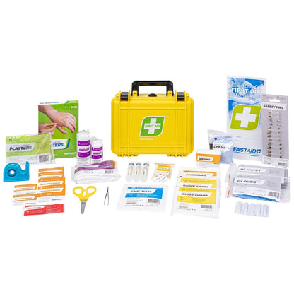 FastAid Essentials IP67 Waterproof First Aid Kit, 134 Pieces, Yellow Case