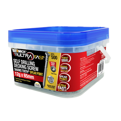 Bremick Ultrafast 12g x 65mm SS 316 T25 Truss Head Screws - 500 Pack