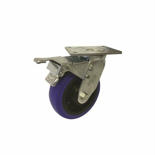 Easyroll 150mm 300kg Blue Elastic Rubber Swivel Brake Castor
