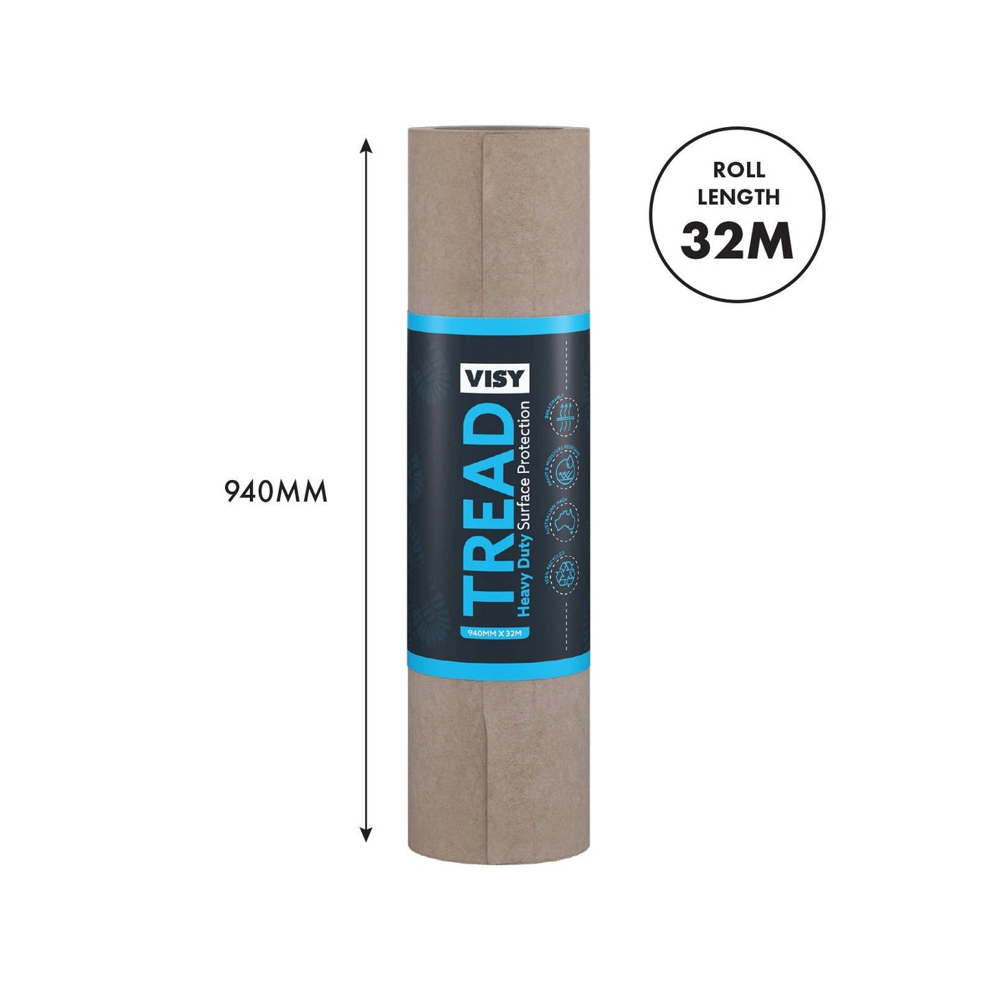 Visy Heavy Duty Surface Protection Roll 940mm x 32m, Reusable, Moisture & Paint Resistant