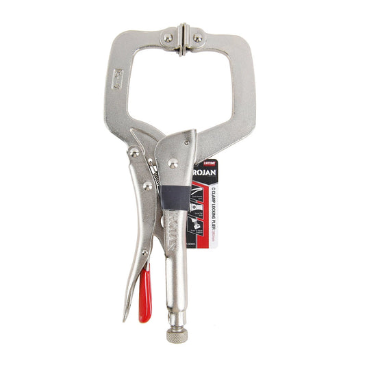 Trojan 280mm C Clamp Locking Pliers with Swivel Pad Jaws, Ideal for Welding, Lifetime Warranty