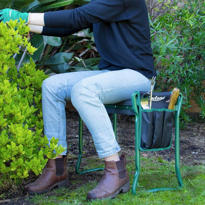 Cyclone Foldable Garden Seat/Kneeler with EVA Foam, Steel Frame, Tool Holster