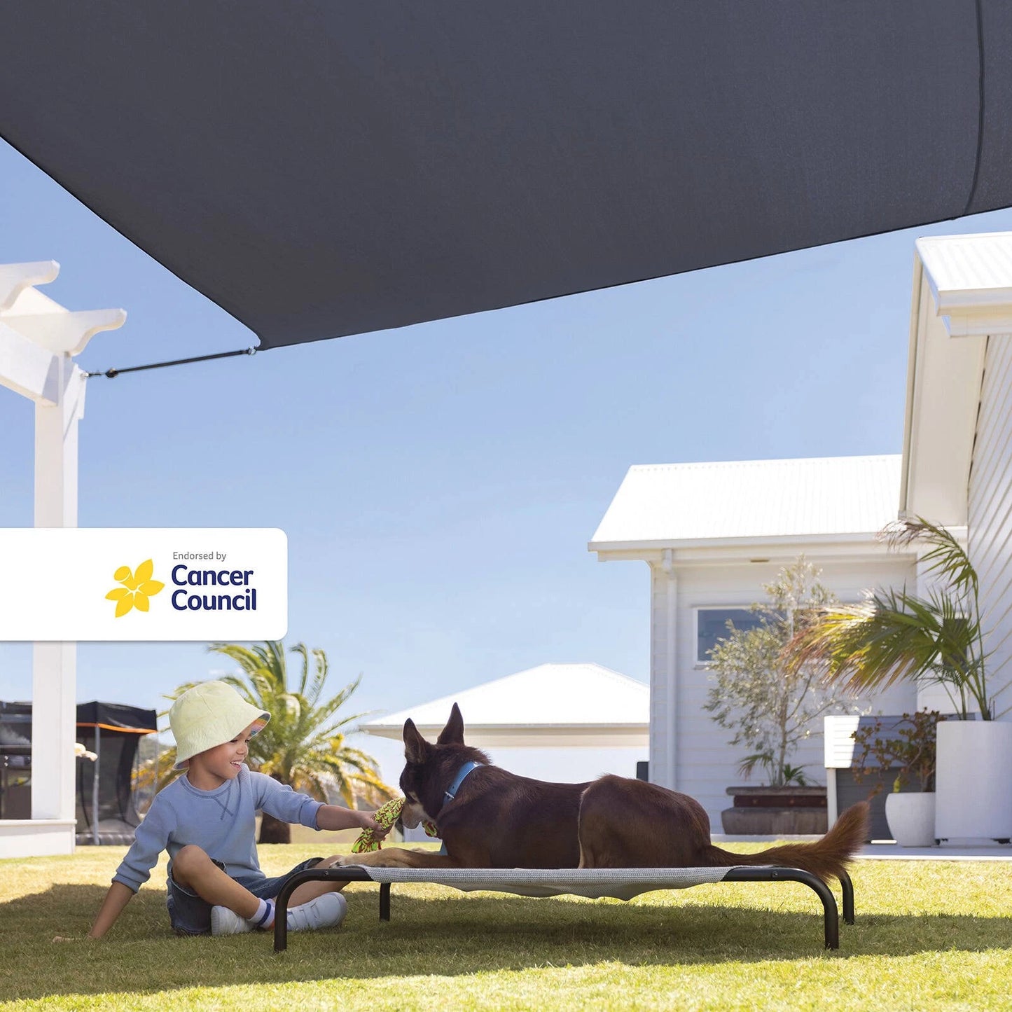 Coolaroo 3.6m Square HeatShield Shade Sail, Peppercorn, UV Protection, Durable HDPE Fabric