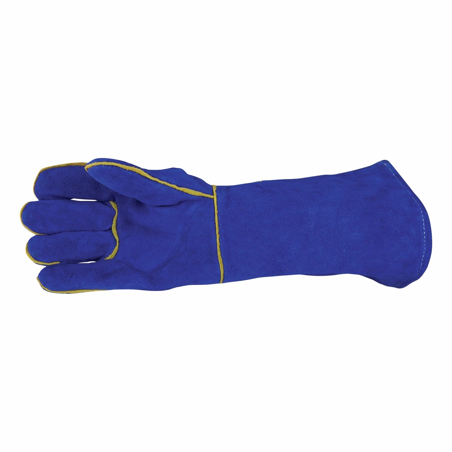 Bossweld 16" Blue Welding Gloves - Heavy Duty, Fully Lined, Extra Length, Premium Leather