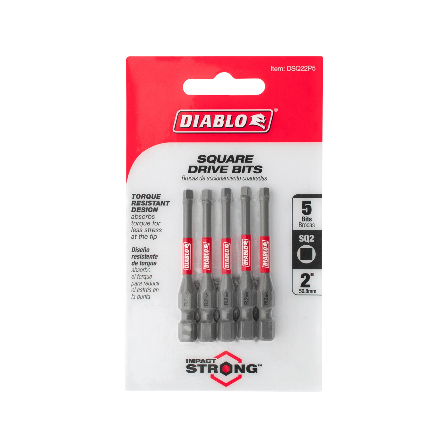 Diablo SQ2 50mm Power Bit 5 Pack - Extreme Durability & Impact Resistance