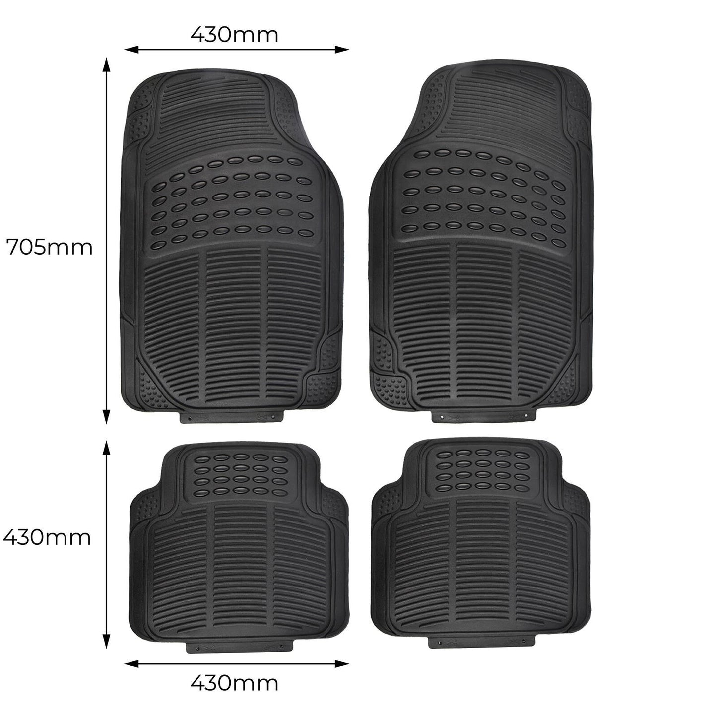 All Set Black Heavy-Duty PVC Car Floor Mats - 4 Piece, Universal Fit, Anti-Slip, Durable Protection