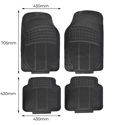 All Set Black Heavy-Duty PVC Car Floor Mats - 4 Piece, Universal Fit, Anti-Slip, Durable Protection