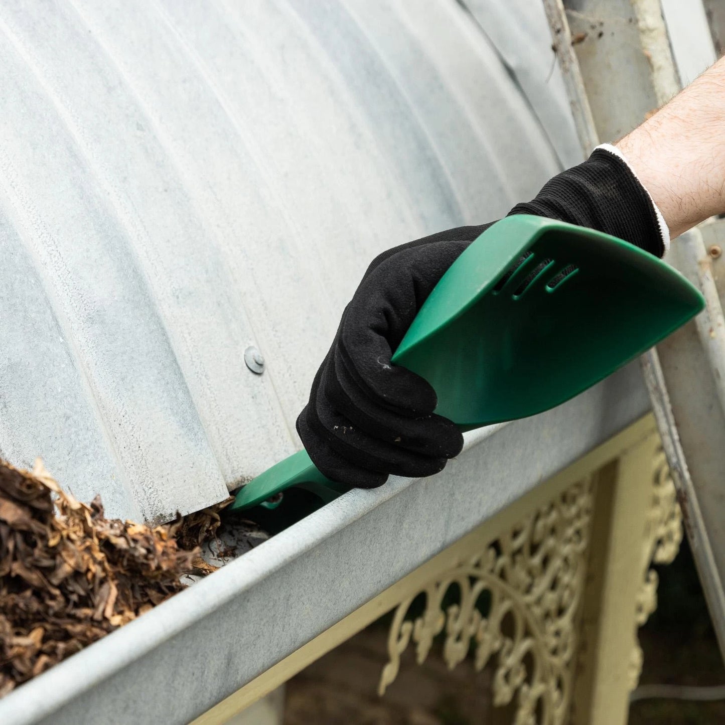 Cyclone Poly Gutter Scoop - Lightweight, Durable, Extra Long Handle, Drainage Holes, Lifetime Guarantee