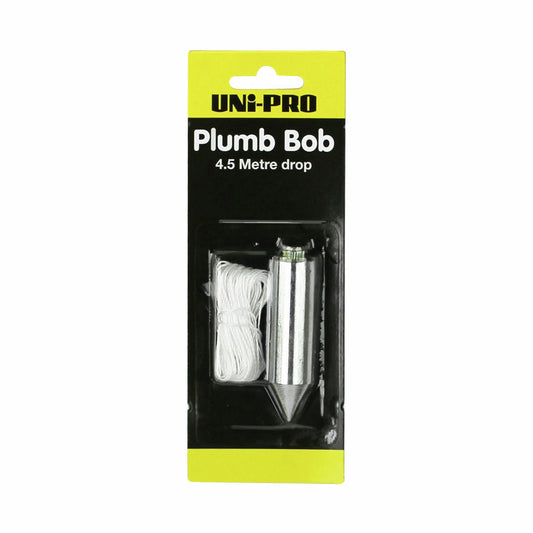UNi-PRO Plumb Bob 4.5m Drop for Accurate Vertical Alignment, Yellow, DIY & Professional Use