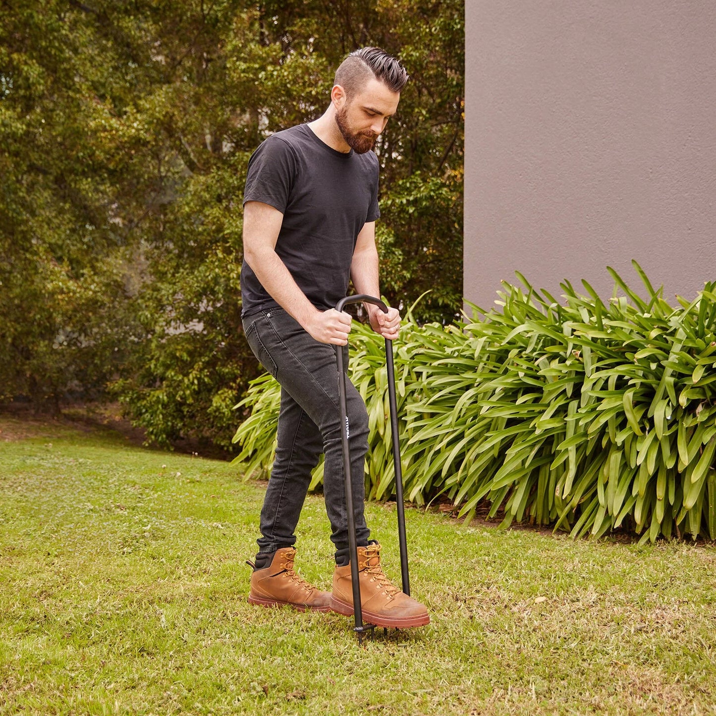 Trojan All Steel Spiked Lawn Aerator, Carbon Steel, 5 Sharp Tines, Ergonomic Design