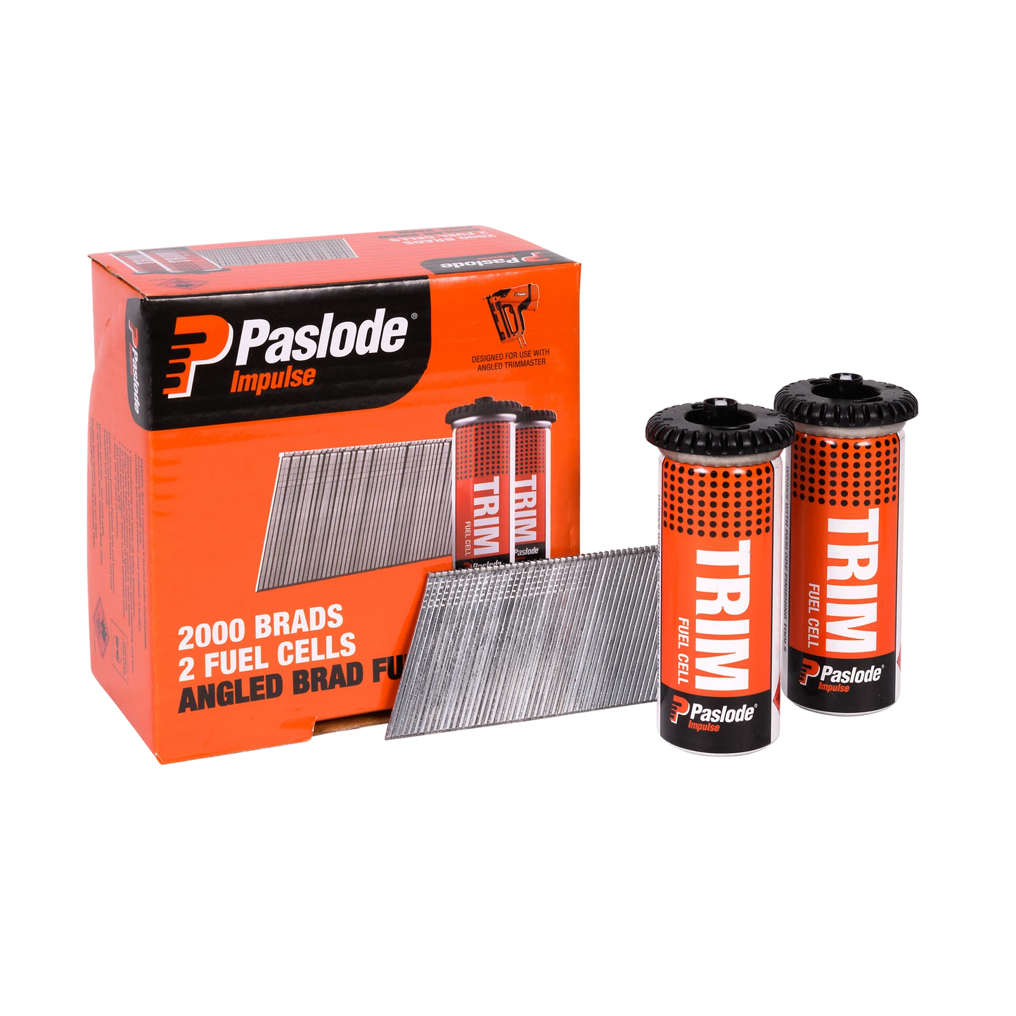 Paslode 45mm 20° Angled Brad Nails with Fuel, Zinc-Plated, 2000 Pack