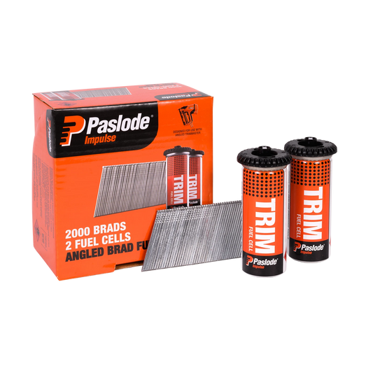 Paslode 45mm 20° Angled Brad Nails with Fuel, Zinc-Plated, 2000 Pack
