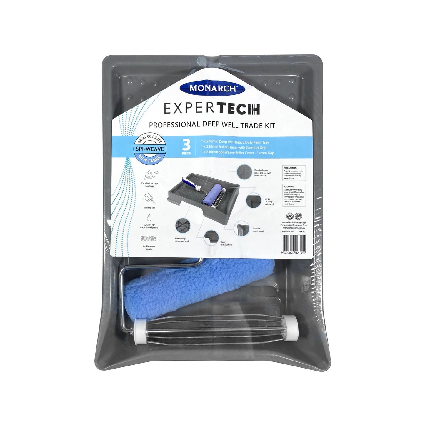 Monarch Expertech 230mm Spi-Weave Deep Well Roller Kit with Heavy Duty Tray