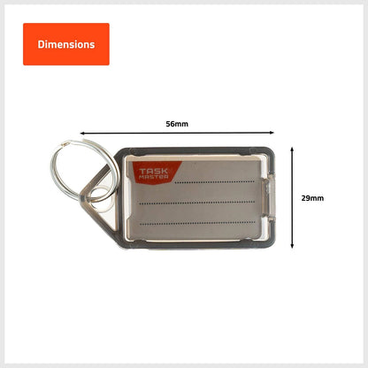 Taskmaster Black Key Tags 56x29x6mm, 50 Pack - Durable, Easy Labeling, Secure Attachment