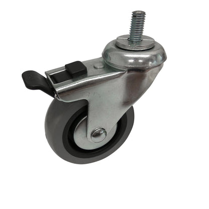 Easyroll 75mm Grey Rubber Swivel Castor with Brake, 45kg Load Capacity