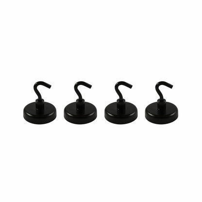 Everhang Black Magnetic Hooks 4 Pack - Strong 6.3kg Pull, Versatile, Durable Coating