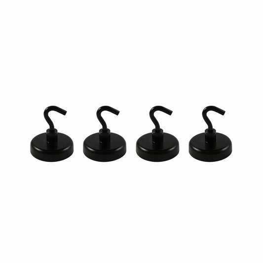 Everhang Black Magnetic Hooks 4 Pack - Strong 6.3kg Pull, Versatile, Durable Coating